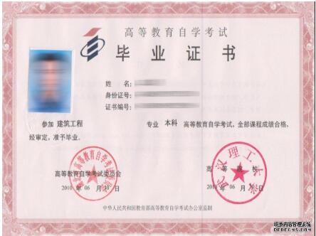 武漢理工大學自考畢業證樣本