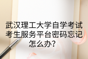 武漢理工大學自學考試考生服務平臺密碼忘記怎么辦？