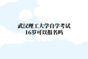 武漢理工大學(xué)自學(xué)考試16歲可以報名嗎?