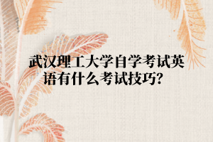 武漢理工大學自學考試英語有什么考試技巧?
