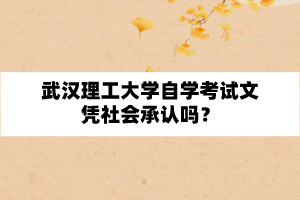 武漢理工大學自學考試文憑社會承認嗎？