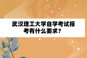 武漢理工大學自學考試報考有什么要求？